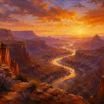 Desert Southwest Southwest Desert Wall Art featuring winding canyon passage glowing at sunset for refined interiors