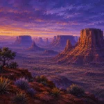 Desert Southwest Southwest Desert Wall Art featuring line of mesas receding through atmospheric haze for refined interiors