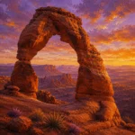 Desert Southwest Southwest Desert Wall Art featuring monumental sandstone arch above open desert for refined interiors