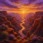 Desert Southwest Southwest Desert Wall Art featuring winding canyon passage glowing at sunset for refined interiors