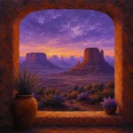 Desert Southwest Southwest Desert Wall Art featuring line of mesas receding through atmospheric haze for refined interiors