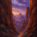 Desert Southwest Southwest Desert Wall Art featuring line of mesas receding through atmospheric haze for refined interiors