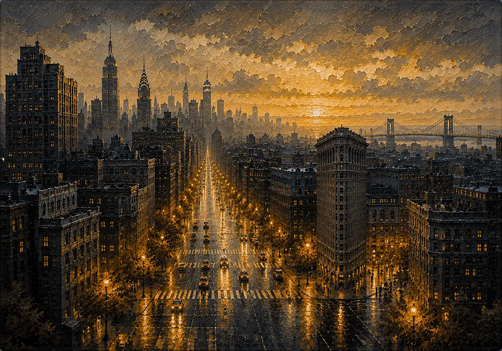Metropolis Procession New York City Wall Art Gilded Metropolis Art Print