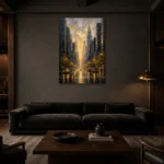Premium Wall Art Dikey Html Edition – CP-US-GM-V-002 shown in a warm modern interior