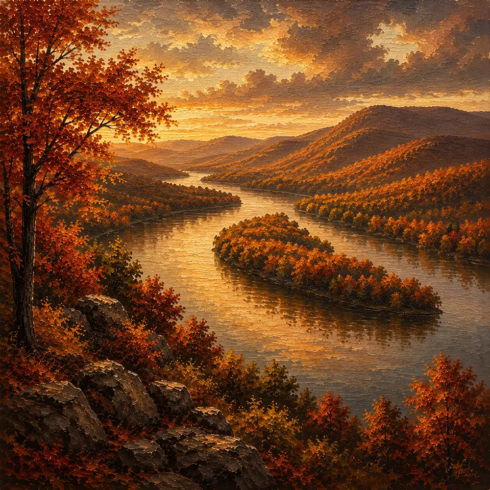 Hudson Study Hudson Valley Wall Art Hudson Autumn Art Print
