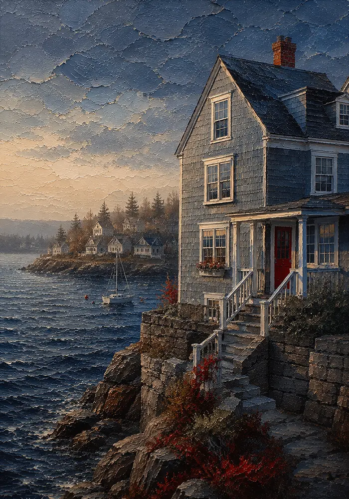Atlantic Threshold New England Coastal Wall Art New England Navy Art Print