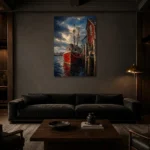 Premium Wall Art Dikey Html Edition – CP-US-NEC-V-003 shown in a warm modern interior