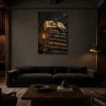 Premium Wall Art Dikey Html Edition – DARKACADEMİA0826001 shown in a warm modern interior