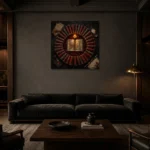 Premium Wall Art Kare Html Edition – DARKACADEMİA0826004 shown in a warm modern interior