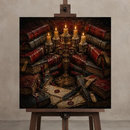 Premium Wall Art Kare Html Edition – DARKACADEMİA0826006 displayed on a studio easel