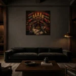 Premium Wall Art Kare Html Edition – DARKACADEMİA0826006 shown in a warm modern interior