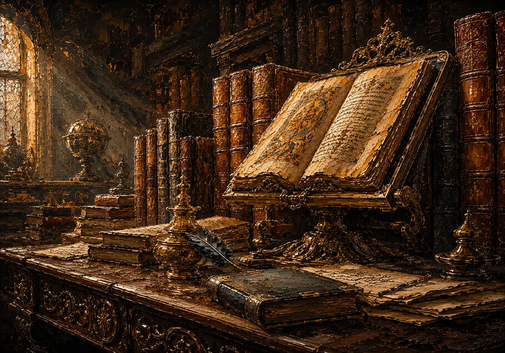 Amber Chronicle dark academia canvas art Honey Bronze Art Print
