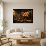 Premium Wall Art Yatay Html Edition – DARKACADEMİA0826007 styled in a refined neutral interior