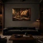 Premium Wall Art Yatay Html Edition – DARKACADEMİA0826007 shown in a warm modern interior