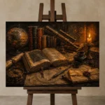 Premium Wall Art Yatay Html Edition – DARKACADEMİA0826008 displayed on a studio easel