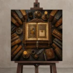 Premium Wall Art Kare Html Edition – DARKACADEMİA0826013 displayed on a studio easel