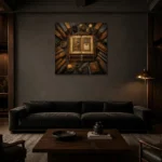 Premium Wall Art Kare Html Edition – DARKACADEMİA0826013 shown in a warm modern interior