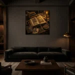 Premium Wall Art Kare Html Edition – DARKACADEMİA0826014 shown in a warm modern interior