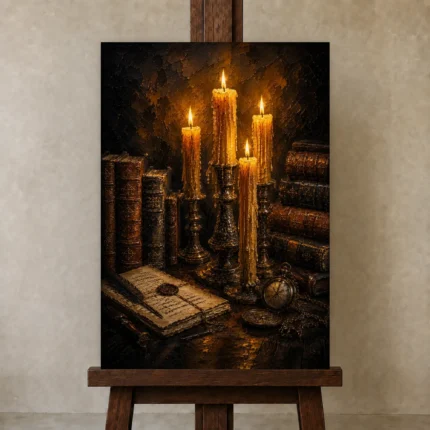 Premium Wall Art Dikey Html Edition – DARKACADEMİA0826016 displayed on a studio easel