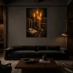 Premium Wall Art Dikey Html Edition – DARKACADEMİA0826016 shown in a warm modern interior