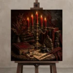 Premium Wall Art Kare Html Edition – DARKACADEMİA0826020 displayed on a studio easel