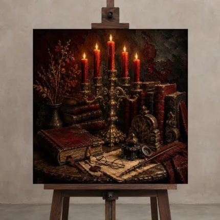Premium Wall Art Kare Html Edition – DARKACADEMİA0826020 displayed on a studio easel
