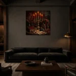 Premium Wall Art Kare Html Edition – DARKACADEMİA0826020 shown in a warm modern interior