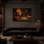 Premium Wall Art Yatay Html Edition – DARKACADEMİA0826022 shown in a warm modern interior