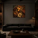 Premium Wall Art Kare Html Edition – DARKACADEMİA0826028 shown in a warm modern interior