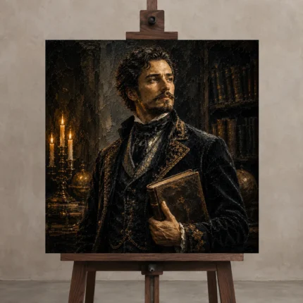 Premium Wall Art Kare Html Edition – DARKACADEMİA0826034 displayed on a studio easel