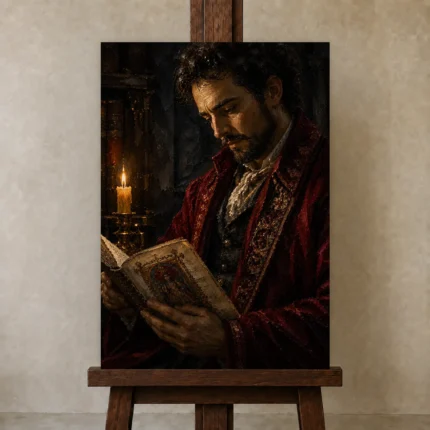 Premium Wall Art Dikey Html Edition – DARKACADEMİA0826038 displayed on a studio easel