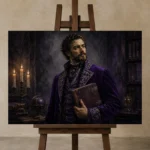 Premium Wall Art Yatay Html Edition – DARKACADEMİA0826040 displayed on a studio easel