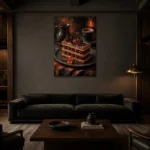 Premium Wall Art Dikey Html Edition – DINIGROOM0826005 shown in a warm modern interior
