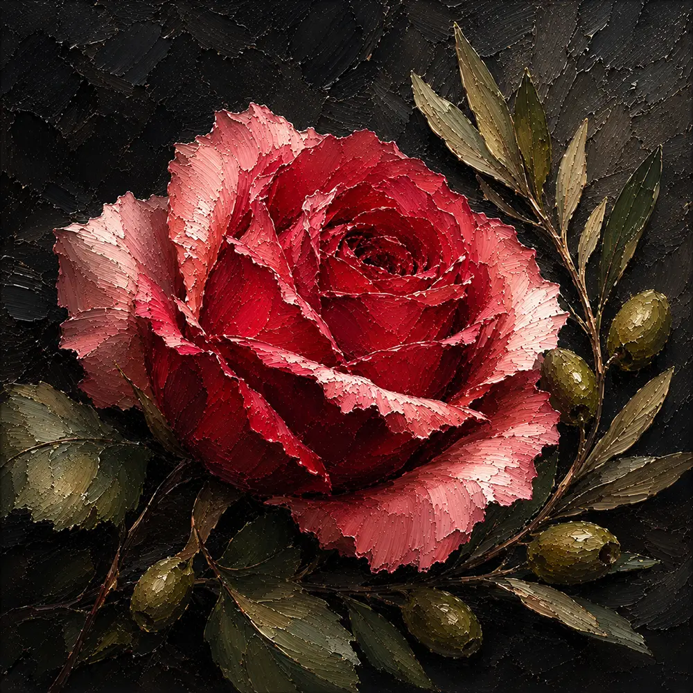 Botanical Whisper Elegant Dining Room Wall Art Rose & Olive Contrast Art Print