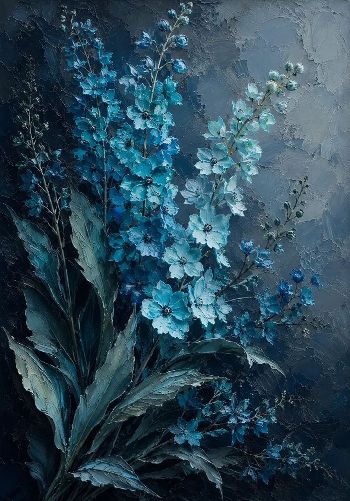 Azure Garden Blue Wall Art For Dining Room Cyan & Graphite Art Print