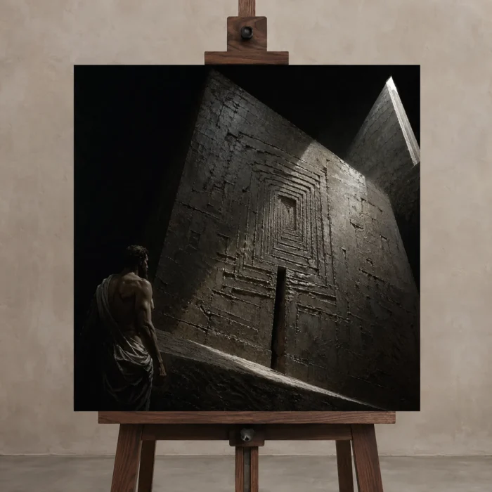 Gate of Infinity Architecture Wall Art One of One Canvas Print displayed on a studio easel