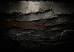 Layered geological abstraction in obsidian black, ash gray, aged ivory, and burnt umber with modernist impasto-inspired texture, Abstract Wall Art
