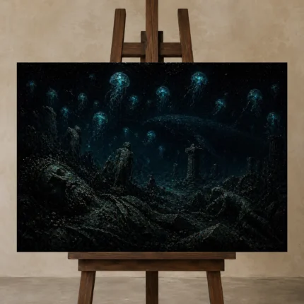 Premium Wall Art Yatay Html Edition one of one – ECHOOFVOL045 shown in Studio Easel