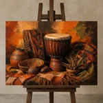 Premium Wall Art Yatay Html Edition – ETNICHWALL0826002 displayed on a studio easel
