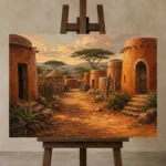 Premium Wall Art Yatay Html Edition – ETNICHWALL0826003 displayed on a studio easel