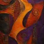 Copper & Plum african abstract artwork featuring layered organic forms and geometric abstract textures for elegant interiors