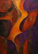 Copper & Plum african abstract artwork featuring layered organic forms and geometric abstract textures for elegant interiors