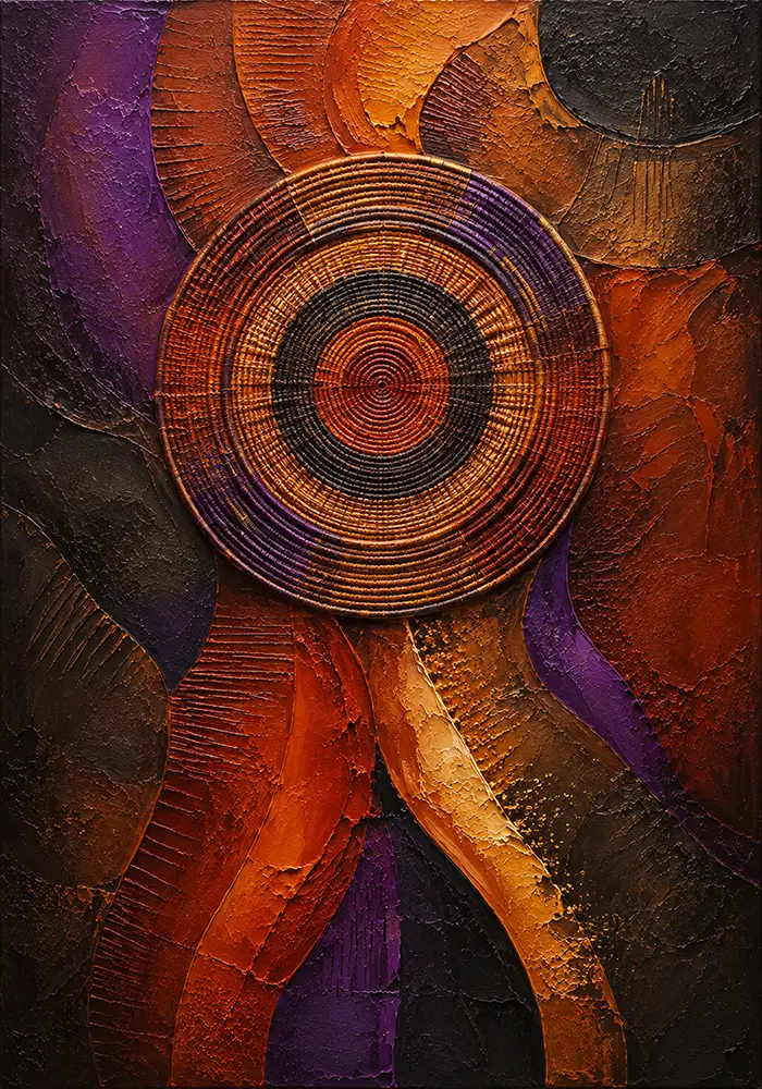 Copper Echo African Abstract Artwork Copper & Plum Art Print