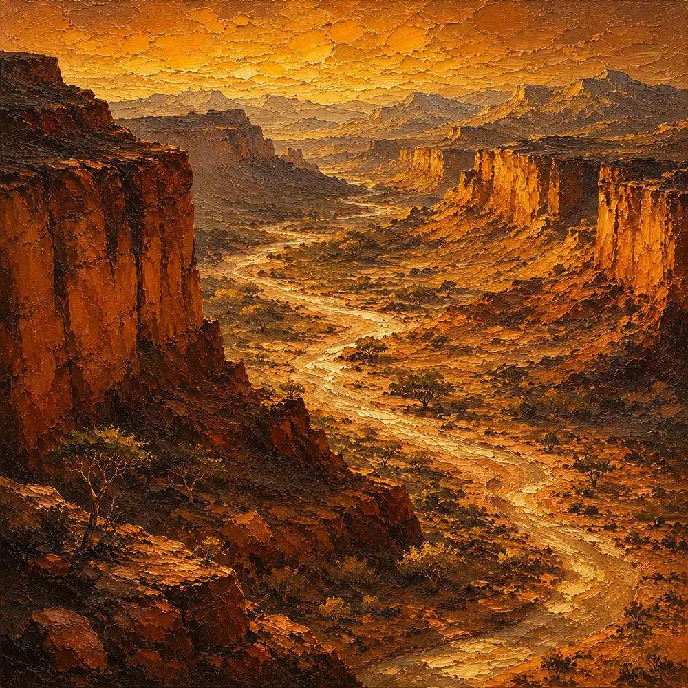 Desert Majesty African Landscape Artwork Honey Bronze Art Print