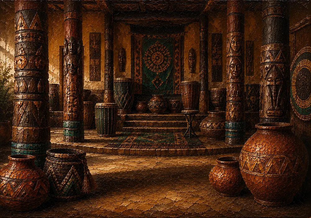 Emerald Ritual Traditional African Wall Art Tobacco & Emerald Art Print