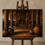 Premium Wall Art Yatay Html Edition – ETNICHWALL0826012 displayed on a studio easel