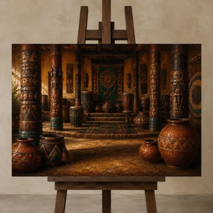 Premium Wall Art Yatay Html Edition – ETNICHWALL0826012 displayed on a studio easel