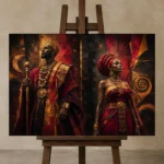 Premium Wall Art Yatay Html Edition – ETNICHWALL0826020 displayed on a studio easel
