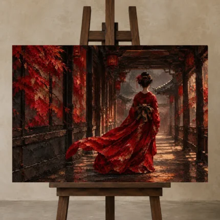 Premium Wall Art Yatay Html Edition – GEISHA0826003 displayed on a studio easel