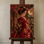 Premium Wall Art Dikey Html Edition – GEISHA0826004 displayed on a studio easel